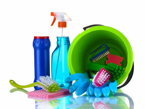 Carpet cleaner preparing safe equipment before starting work