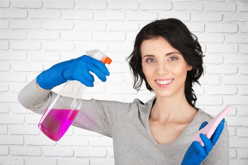 Cleaning technician applying a stain treatment during service